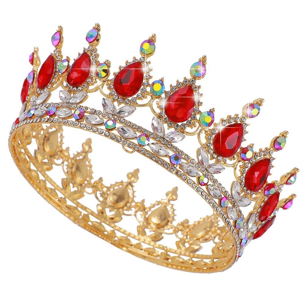 4607 Vintage Royal Queen Teardrop Rhinestone Diadem Tiaras Crown Pageant